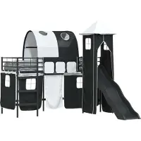 Syfax Kinder Etagenbett Gestell Schwarz 100 x 190 cm Metall