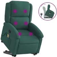 Syfax Massagesessel mit Aufstehhilfe Dunkelgrün Samt
