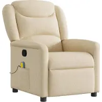 Syfax Creme Stoff Massagesessel mit manueller Liegefunktion, 6-Punkt-Vibrationsmassage, 78x95x100 cm