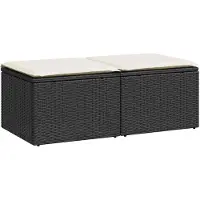Syfax 2-tlg. Garten-Sofagarnitur mit Kissen Schwarz Poly Rattan