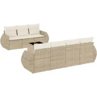 Syfax 8-tlg. Garten-Sofagarnitur mit Kissen Beige Poly Rattan
