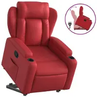 Syfax Relaxsessel mit Aufstehhilfe Rot Kunstleder