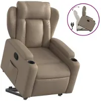 Syfax Relaxsessel mit Aufstehhilfe Cappuccino-Braun Kunstleder