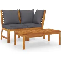 Syfax 3-tlg. Garten-Lounge-Set mit Dunkelgrauem Kissen Akazienholz