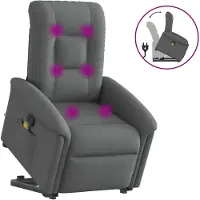 Syfax Massagesessel mit Aufstehhilfe Dunkelgrau Stoff