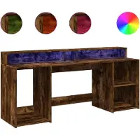 Syfax LED-Schreibtisch Räuchereiche 200x55x91 cm Holzwerkstoff