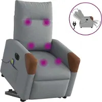 Syfax Elektrischer Massagesessel mit Aufstehhilfe Hellgrau Stoff