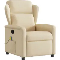 Syfax Massagesessel Creme Stoff mit manueller Liegefunktion und Vibrationsfunktion 78x95x100 cm