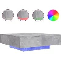 Syfax Couchtisch mit LED-Leuchten Betongrau 100x100x31 cm