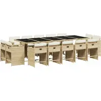 Syfax 15-tlg. Garten-Essgruppe mit Kissen Beige Poly Rattan
