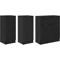 Syfax Sideboard 3 pcs Schwarz Eichen-Optik Holzwerkstoff