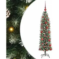 Syfax Künstlicher schlanker Weihnachtsbaum Grün und Weiß 120 cm