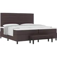 Syfax Boxspringbett mit Matratze Dunkelbraun 200 x 200 cm Stoff