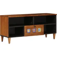 Syfax TV-Schränk mit Regal Walnuss 100 x 33 x 46 cm Massivholz Mango