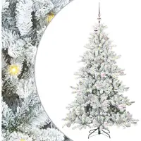 Syfax Künstlicher klappbarer Weihnachtsbaum Weiß 180 cm PVC und Stahl