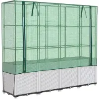 Syfax Hochbeet mit Gewächshaus-Aufsatz Rattan-Optik 160x40x153 cm