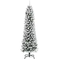 Syfax Künstlicher Weihnachtsbaum Schlank mit Schnee 120 cm PVC & PE