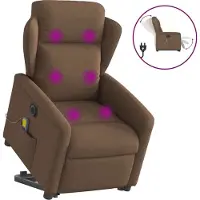 Syfax Elektrischer Massagesessel mit Aufstehhilfe Braun Stoff