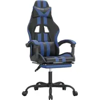 Syfax Gaming-Stuhl mit Fußstütze Drehbar Schwarz & Blau Kunstleder