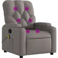 Syfax Massagesessel aus Stoff, Taupe, mit manueller Liegefunktion, Getränkehalter, Seitentasche, 74x86,5x93,5 cm (BxTxH)