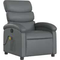 Syfax Massagesessel Grau Kunstleder 70 x 92 x 99,5 cm (B x T x H) mit 6-Punkt-Vibrationsmassage und manueller Liegefunktion