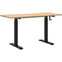 Syfax Schreibtisch Schwarz und Natur 140 x 60 cm Massivholz Eiche