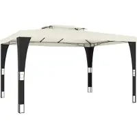 Syfax Pavillon mit Doppeldach Creme 3,98x2,98 m Stahl