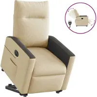 Syfax Relaxsessel mit Aufstehhilfe Elektrisch Creme Stoff