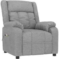 Syfax Massagesessel Hellgrau Stoff, manuelle Liege- & Vibrationsfunktion, 6 Massagezonen, inkl. Fernbedienung, 82x93x96 cm