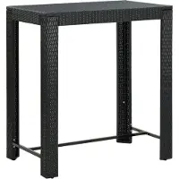 Syfax Garten-Bartisch Schwarz 100x60,5x110,5 cm Poly Rattan