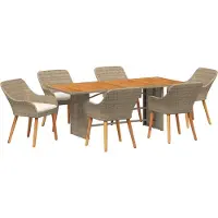 Syfax Garten Essgruppe 7 stk. Beige Poly-Rattan