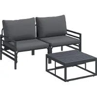 Syfax Gartensofa-set 3 stk. Schwarz Stahl