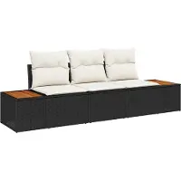 Syfax Gartensofa-set 3 stk. Schwarz Poly-Rattan