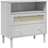 Syfax Sideboard SENJA Rattan-Optik Weiß 80x40x80 cm Kiefernholz