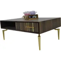 AEA Stilvoller Couchtisch mit eleganten goldenen Beinen und Schublade