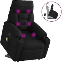 Syfax Massagesessel mit Aufstehhilfe Schwarz Mikrofasergewebe