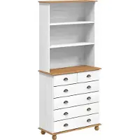 Syfax Hutch ASKIM Weiß 91 x 40 x 200,5 cm Massives Kiefernholz