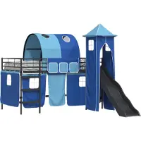 Syfax Kinder Etagenbett Gestell Schwarz und Blau 80 x 200 cm Metall