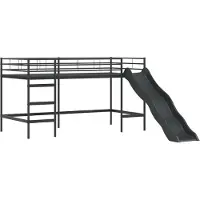 Syfax Kinder-Loftbett mit Rutsche Schwarz und Anthrazit 80 x 200 cm