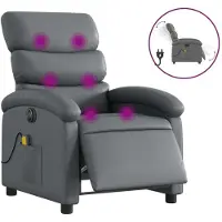 Syfax Massagesessel Elektrisch Grau Kunstleder