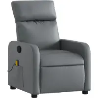 Syfax Grauer Massagesessel aus Kunstleder mit manueller Liege- und Vibrationsfunktion, 66x89,5x95,5 cm