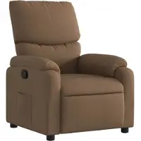 Syfax Brauner Stoff Relaxsessel mit manueller Liegefunktion und Seitentasche, 75x99x99 cm (B x T x H)