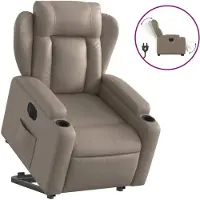 Syfax Relaxsessel mit Aufstehhilfe Elektrisch Cappuccino Kunstleder