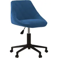 Syfax Drehbarer Bürostuhl Samt Blau höhenverstellbar mit Rollen 46x44x67,5-79cm