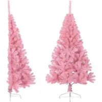Syfax Künstlicher Halb-Weihnachtsbaum mit Ständer Rosa 120 cm PVC