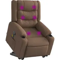 Syfax Massagesessel mit Aufstehhilfe Braun Stoff