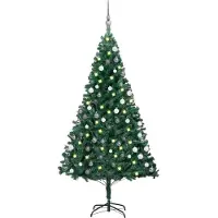 Syfax Künstlicher Weihnachtsbaum mit Beleuchtung & Kugeln Grün 150 cm