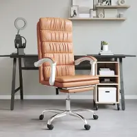 The Living Store Bürostuhl mit Liegefunktion Braun Kunstleder