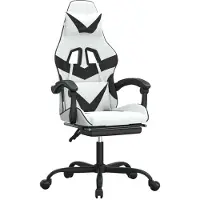 Syfax Gaming-Stuhl mit Fußstütze Drehbar Weiß & Schwarz Kunstleder