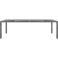 Syfax Gartentisch 250x100x75 cm Hartglas und Poly Rattan Grau
